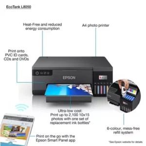 Epson Eco Tank L8050 Wireless Color Home Inkjet Printers, Multicolor